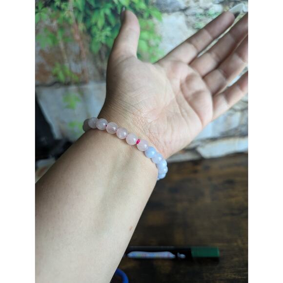 Rose quartz and Celestite bracelet beautiful coquette fairy crystal pastel witch - Picture 2 of 4